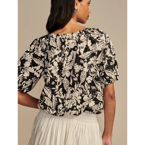Lucky Brand Black and Cream Floral Pattern Blouse Size XXL - Picture 3 of 9